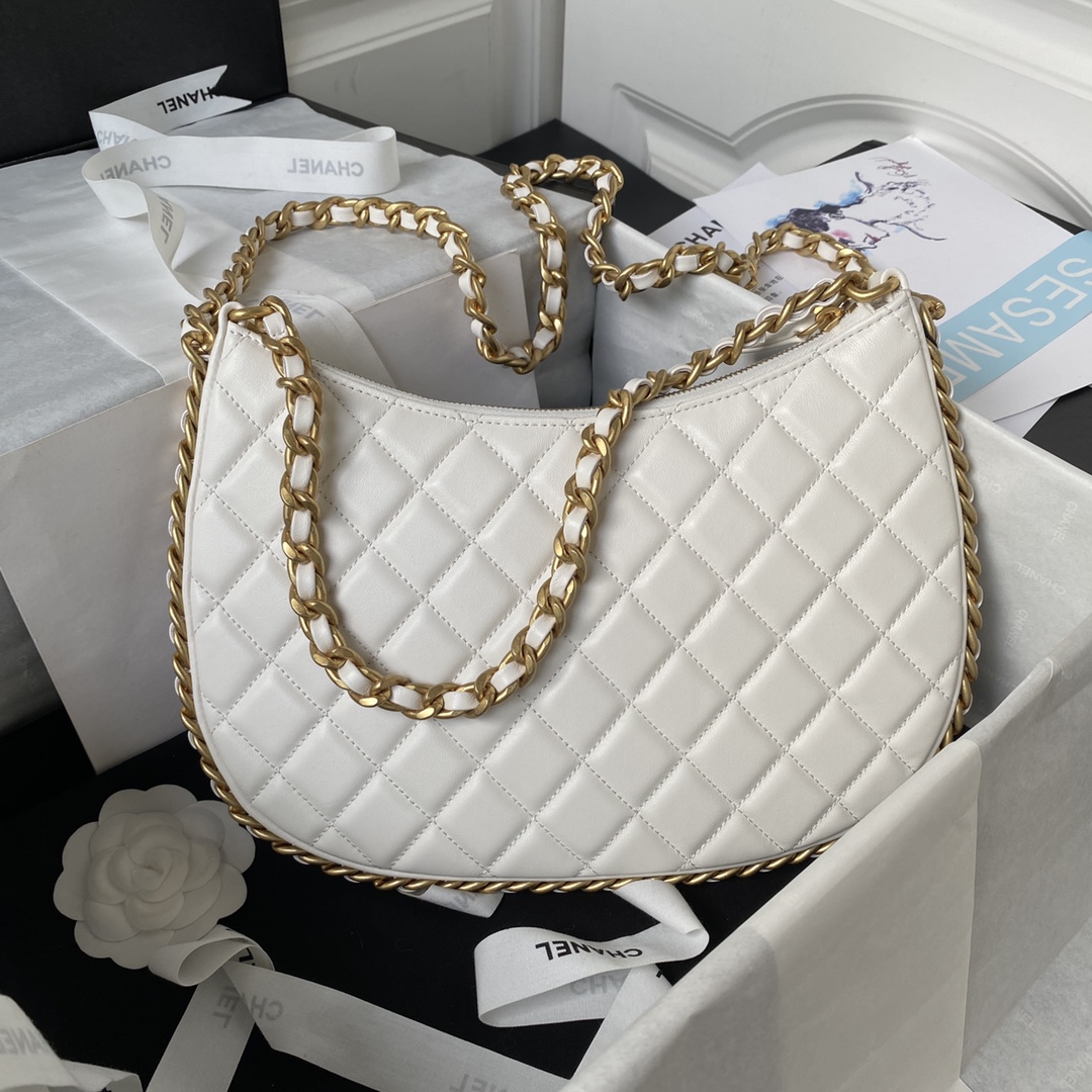 Large Lambskin Hobo Bag AS4368 White